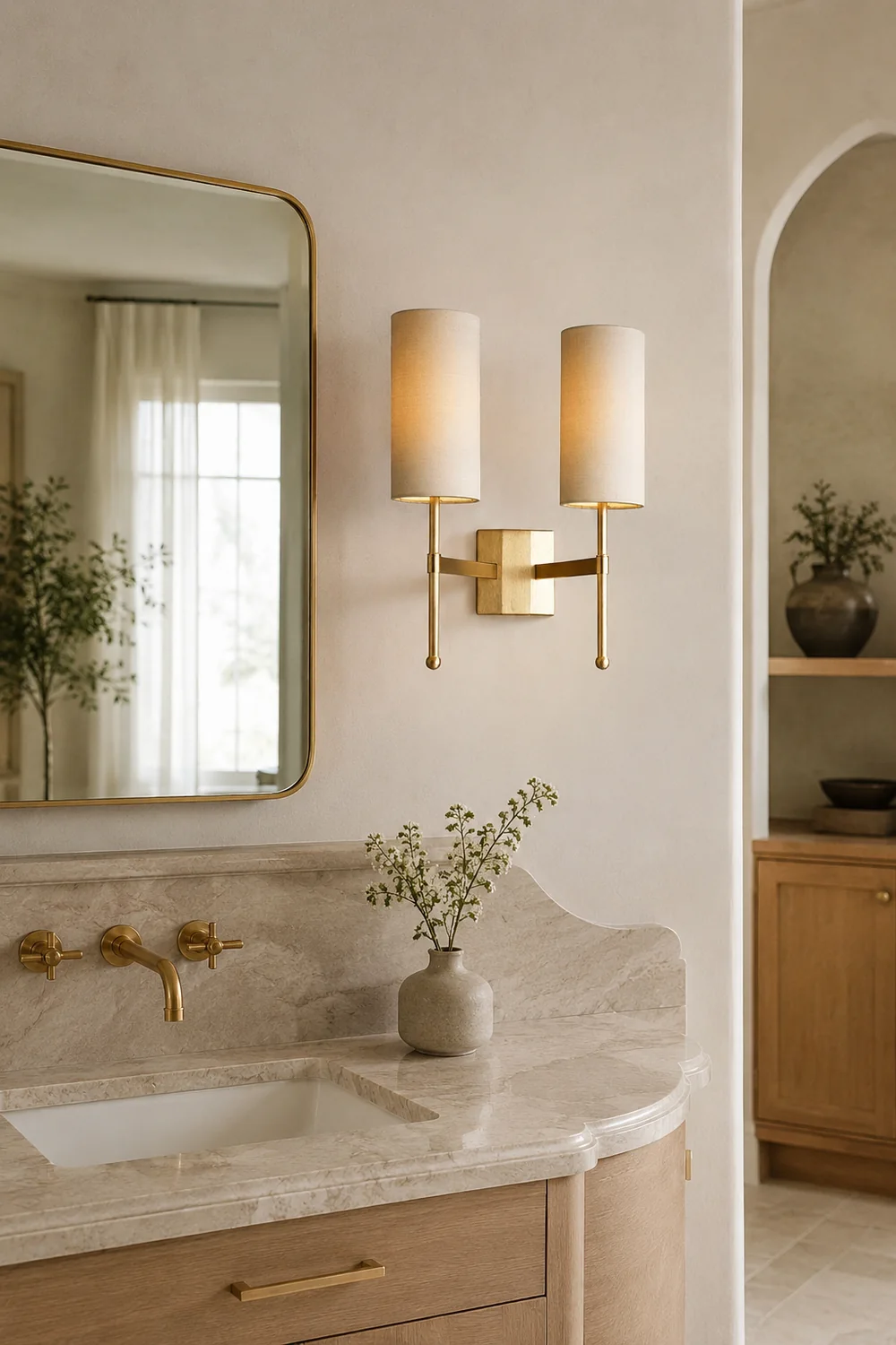 Silk Double Rod Brass Wall Lamp - Lumpaz