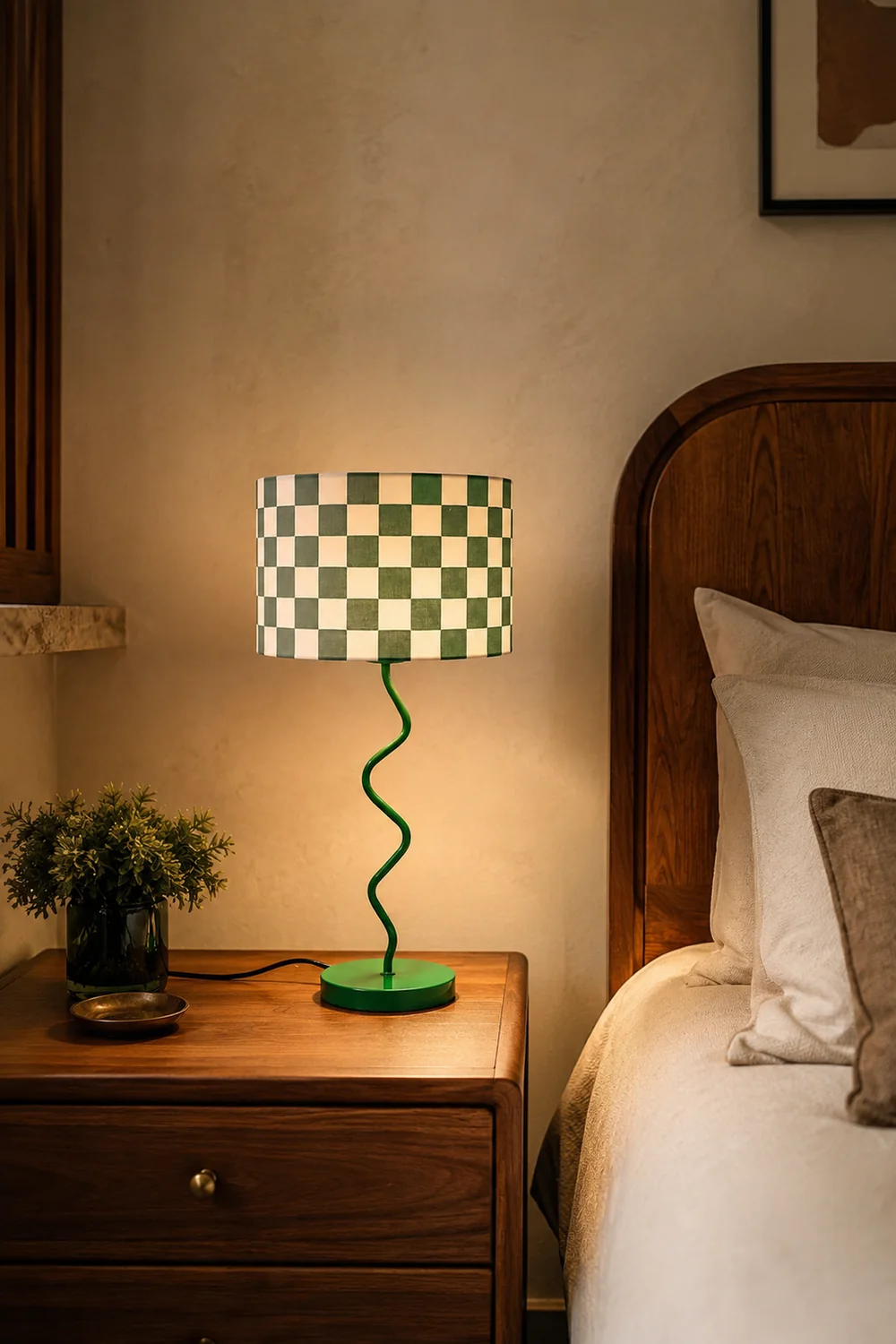 Green Grid Modern Table Lamp - Lumpaz