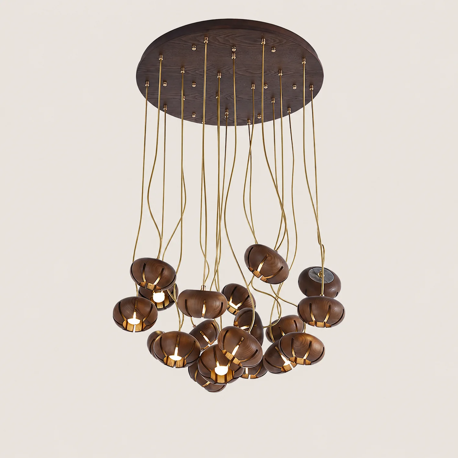 Wood Pumpkin Cluster Chandelier - Lumpaz
