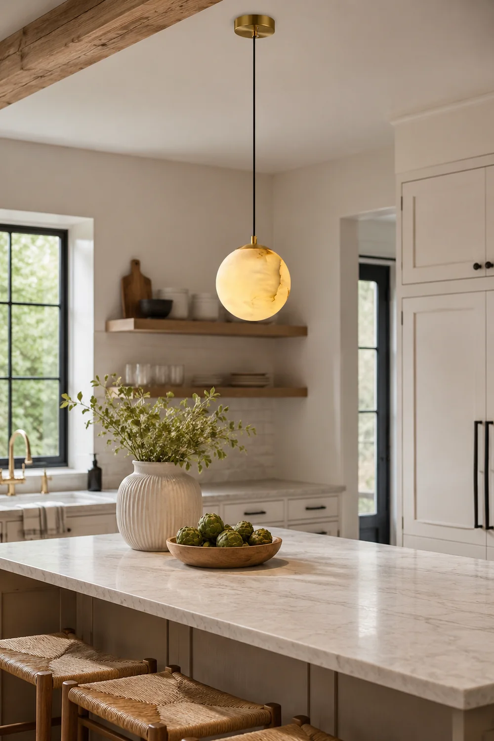Amber Alabaster Globe Pendant Light - Lumpaz
