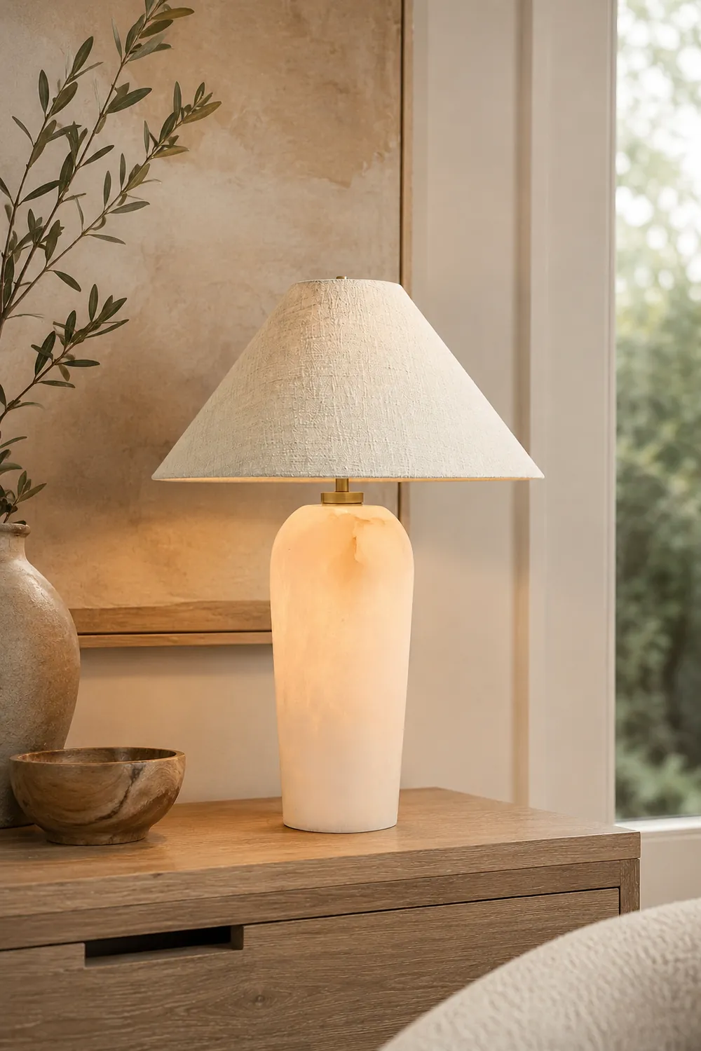 Carter Natural Stone Shade Table Lamp - Lumpaz
