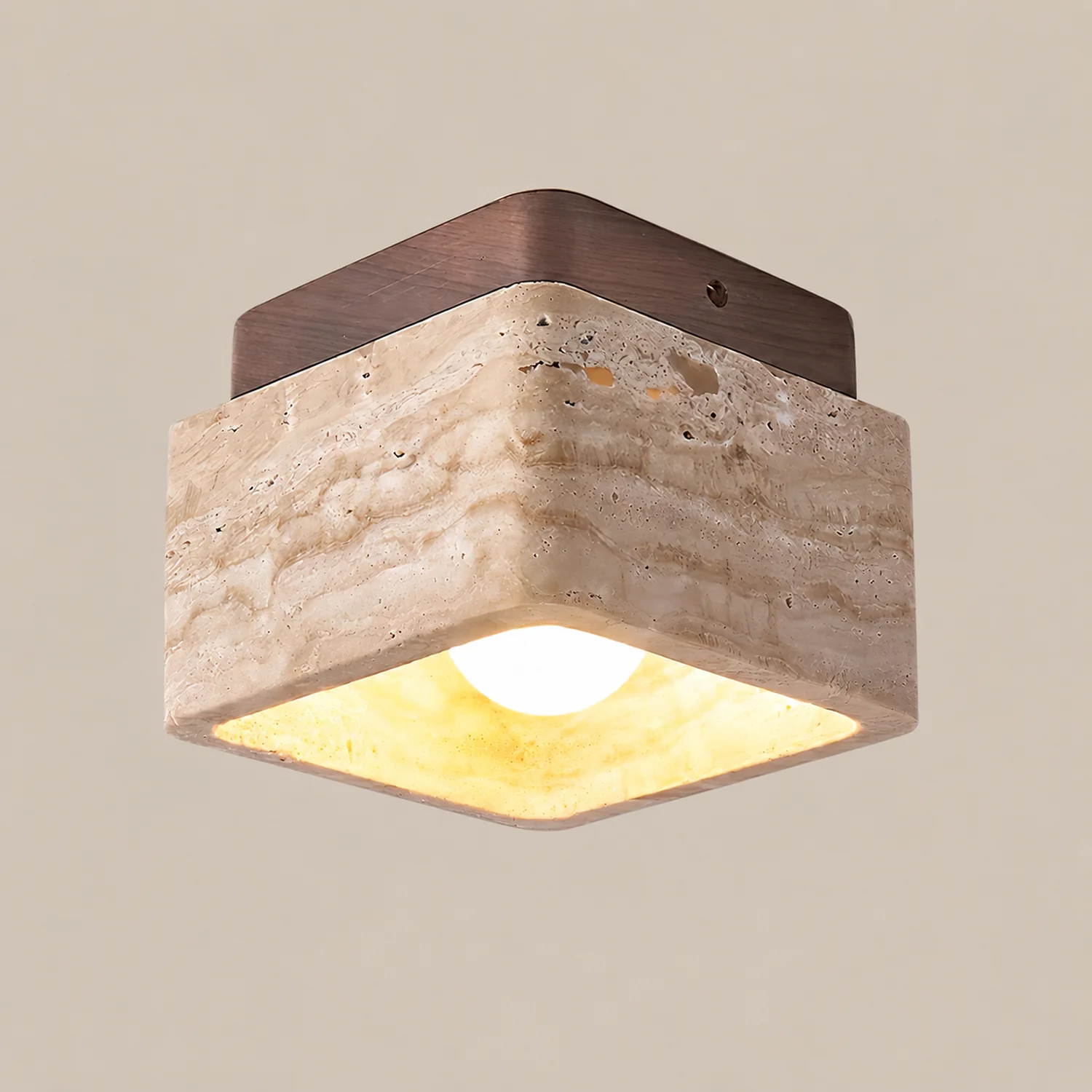 Square Travertine Flush Mount Ceiling Light - Lumpaz