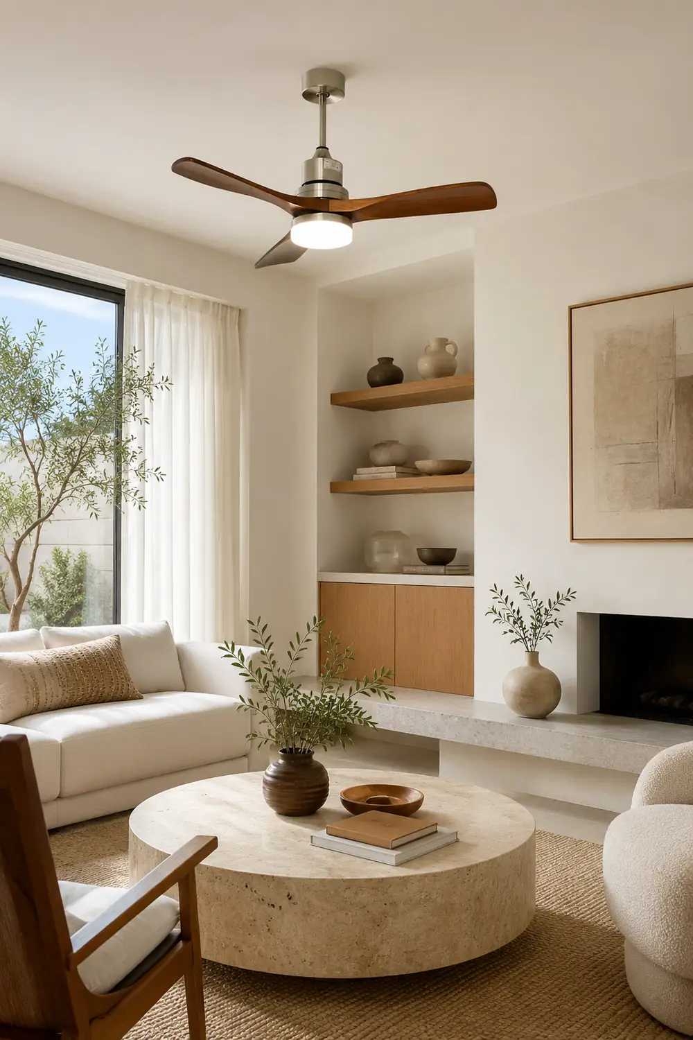 Solid Wood Three-Leaf Fan Lamp - Lumpaz