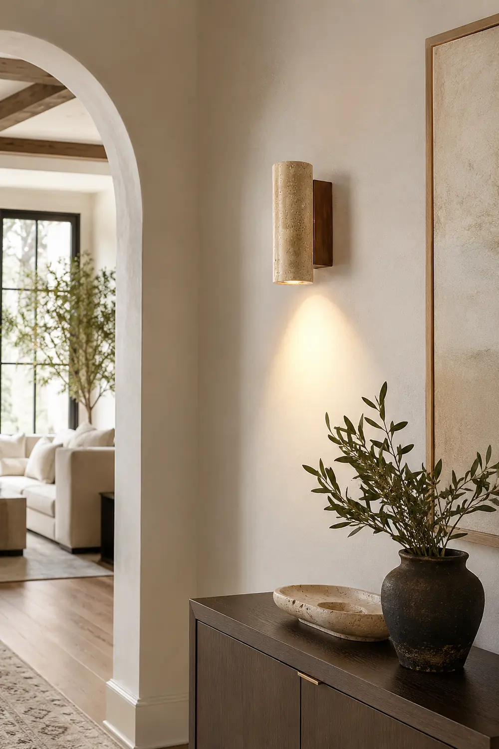Travertine Cylinder Wall Lamp - Lumpaz