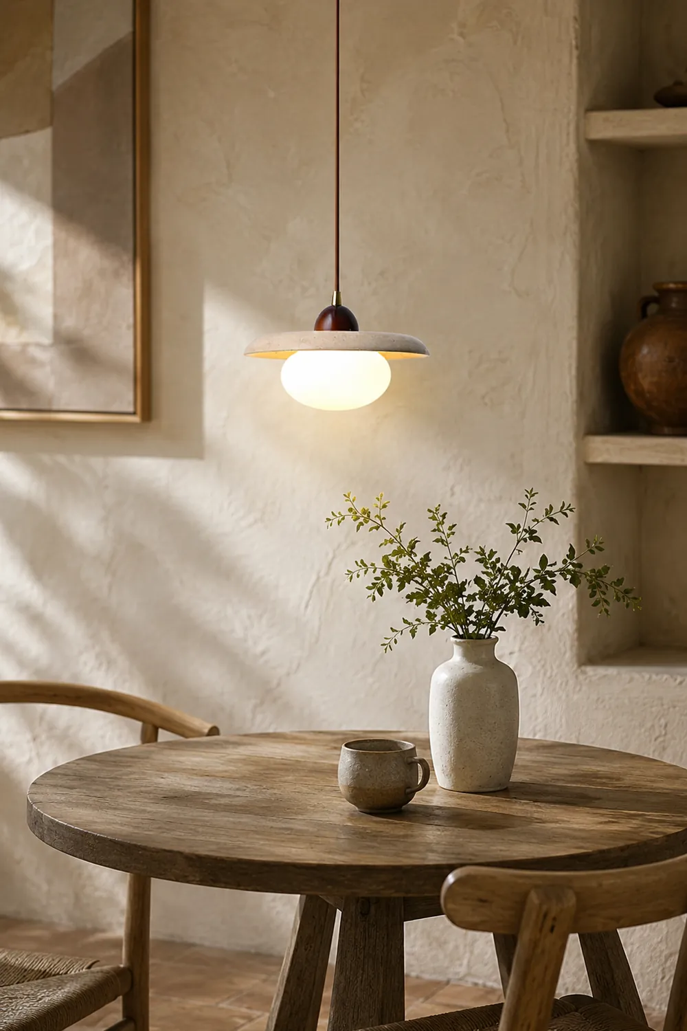 Wabi-Sabi Travertine Bedside Pendant Lamp - Lumpaz