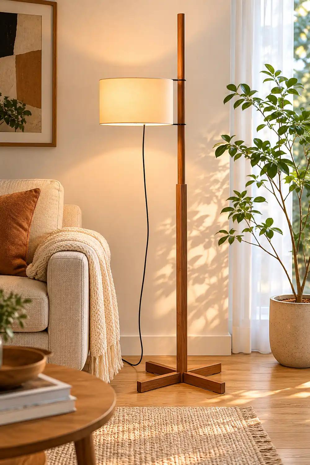 Minimalist Wooden Adjustable Floor Lamp - Lumpaz