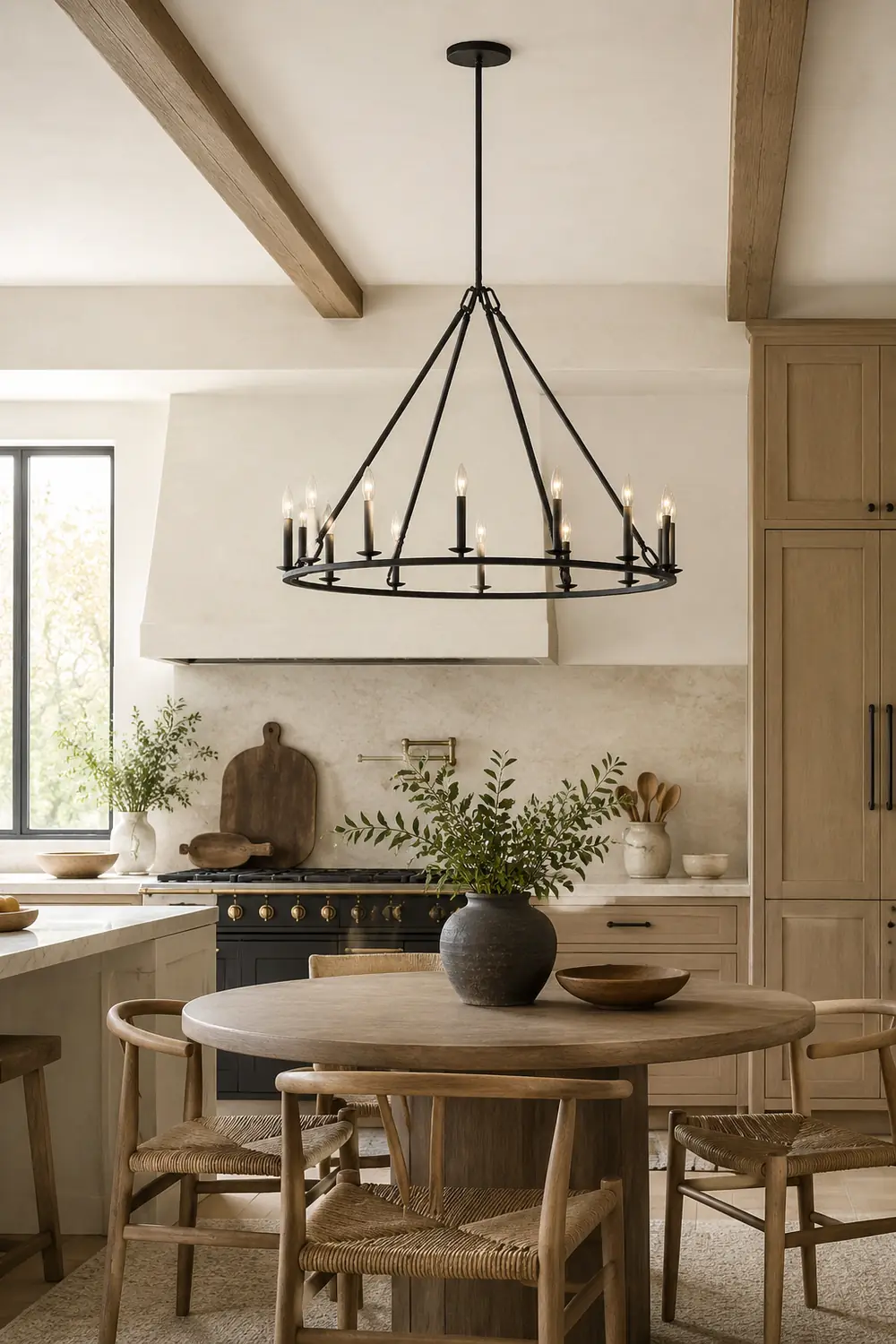 Black Round Farmhouse Candle Chandelier - Lumpaz