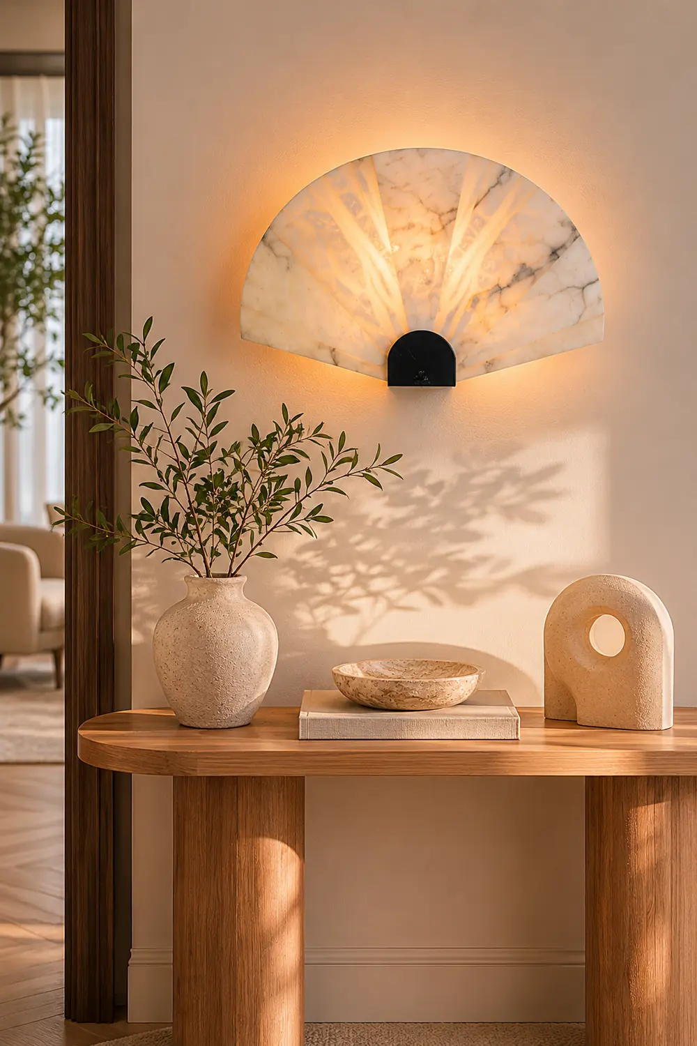 Fan-Shaped Alabaster Wall Light - Lumpaz