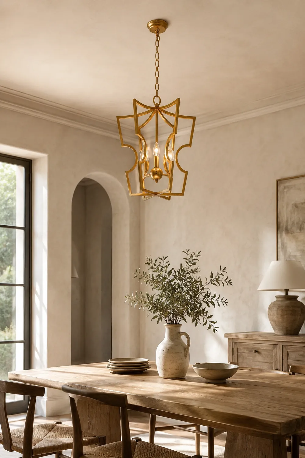 Rustic gold lantern chandelier - Lumpaz