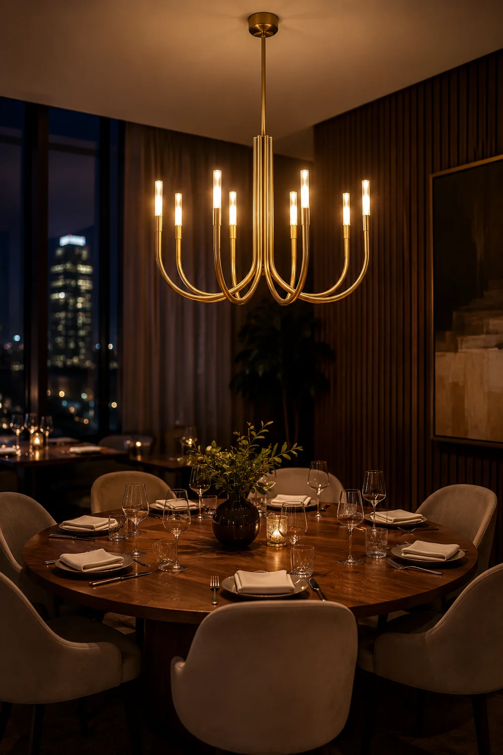 Rousseau 8-Light Brass Candle Chandelier - Lumpaz