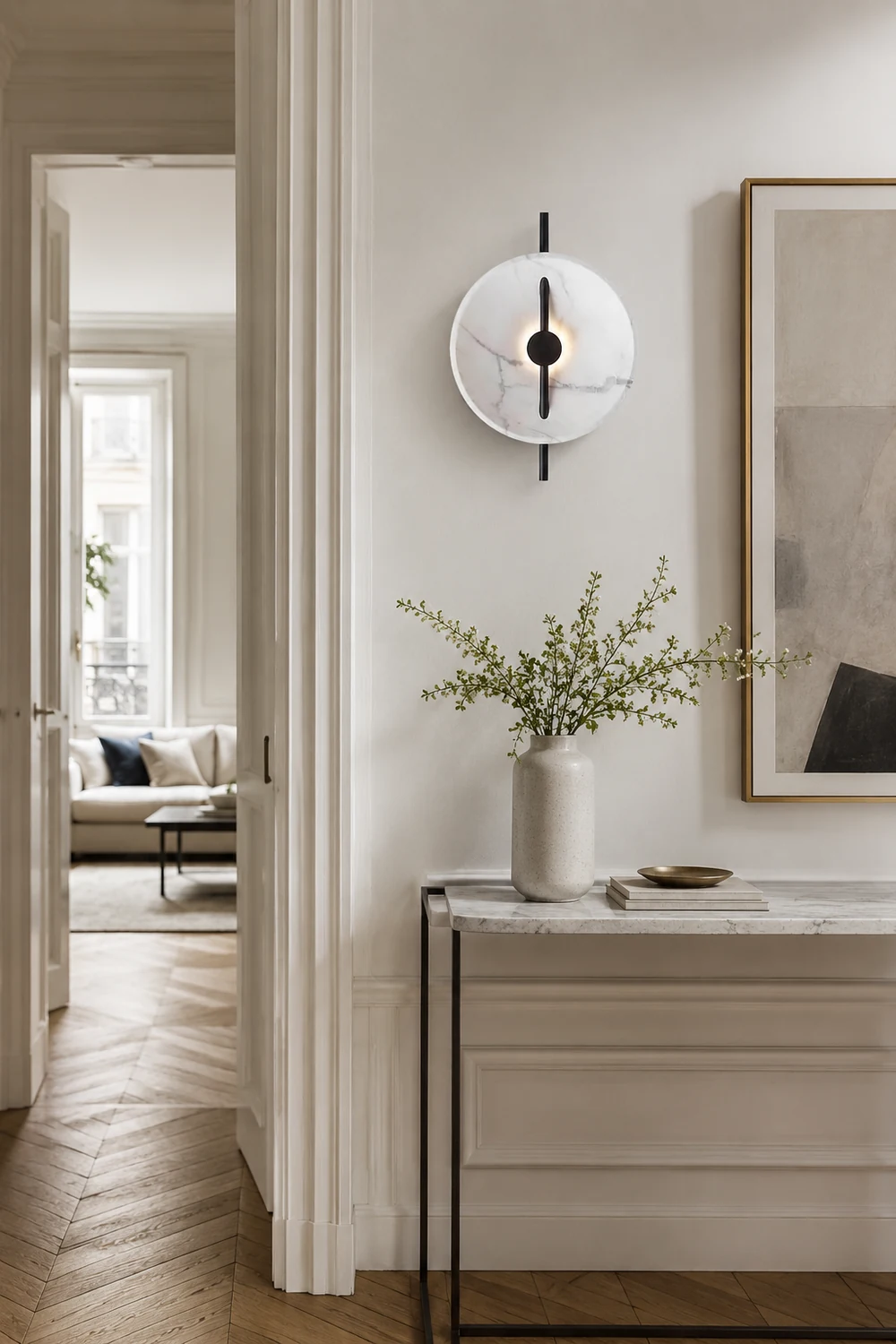 Contemporary Resin Round Marble Wall Light - Lumpaz