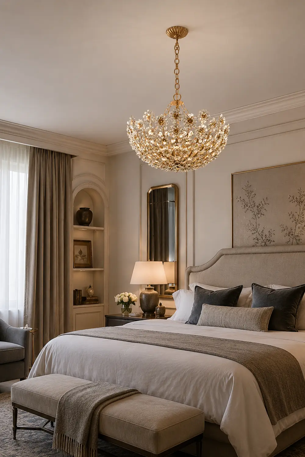 Claret Crystal Flower Basket Chandelier - Lumpaz