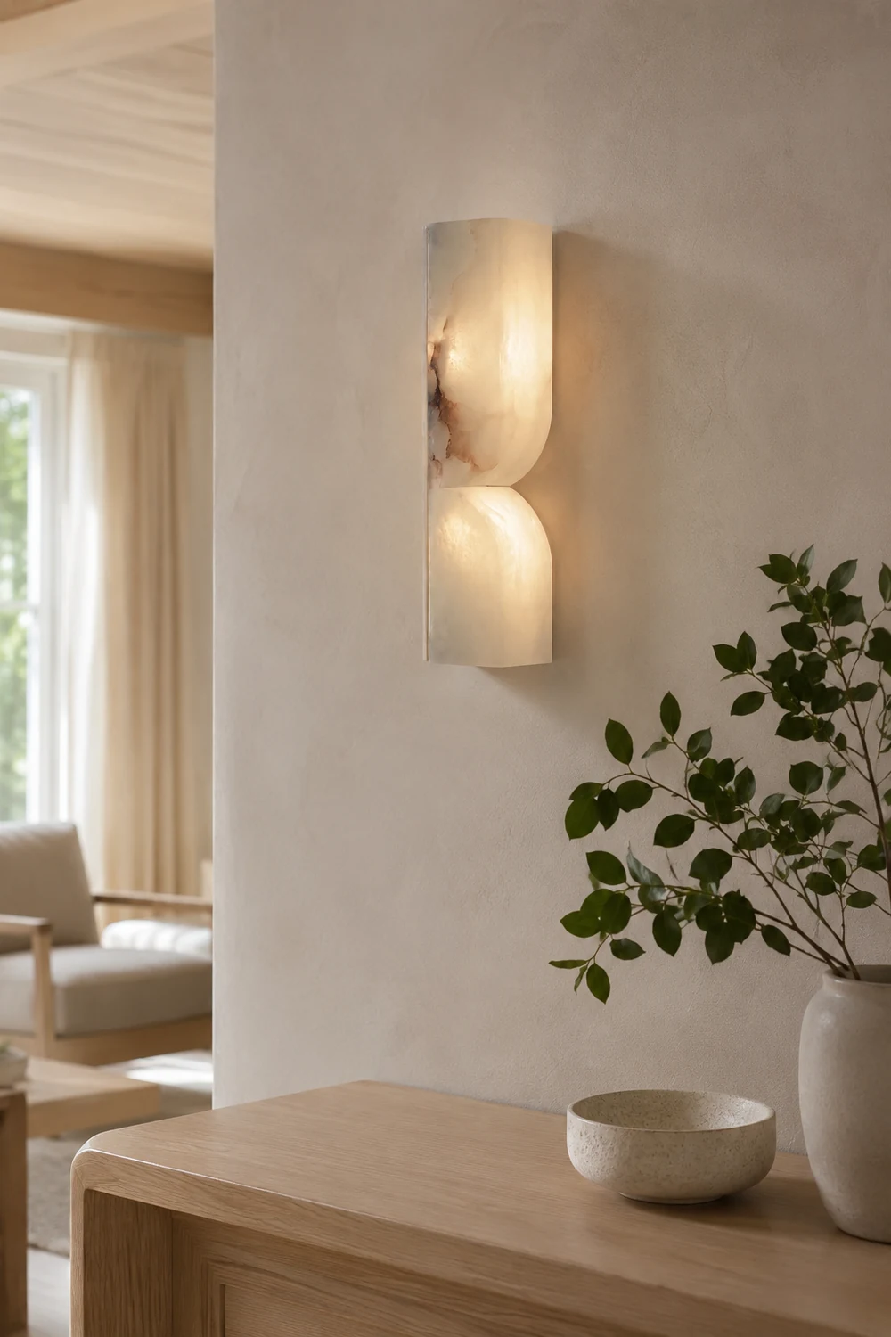 Double Curve Alabaster Wall Light - Lumpaz