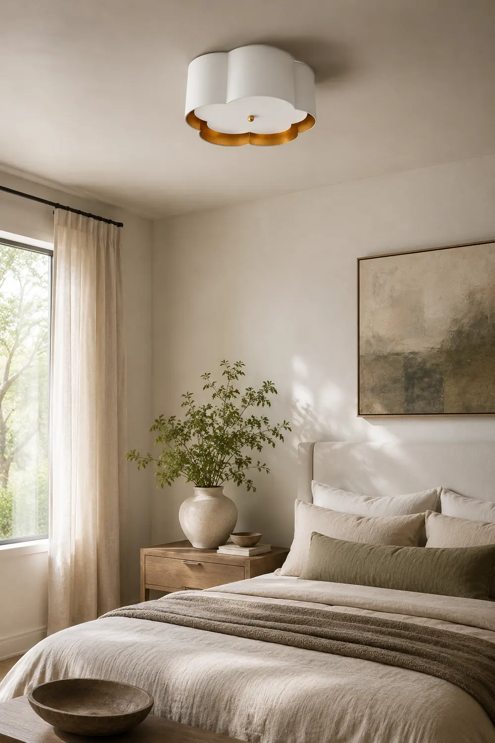 Scalloped Gold Trim Ceiling Light - Lumpaz