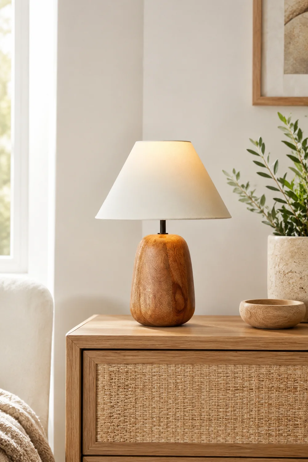 Grooved Country Wood Table Lamp - Lumpaz