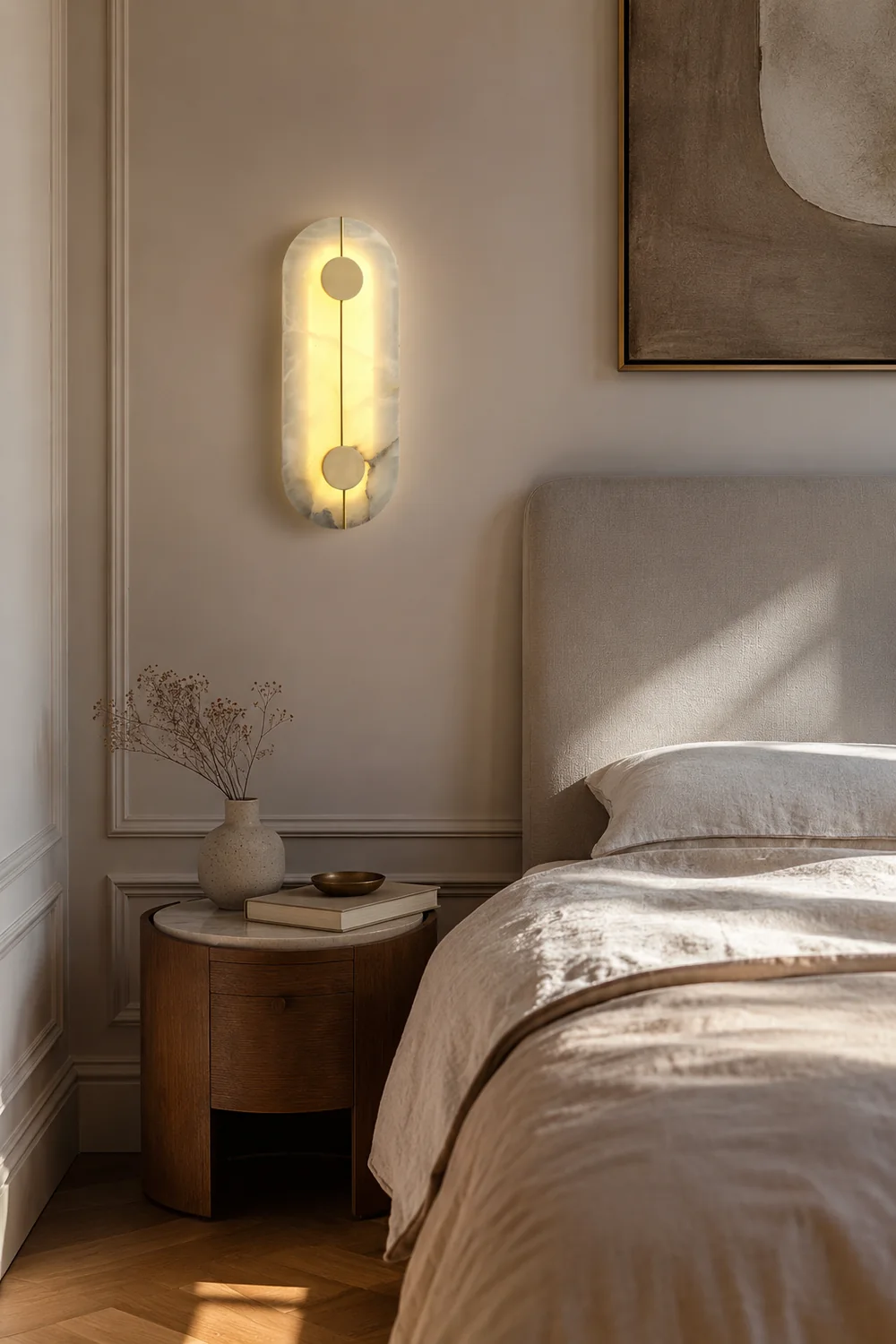Modern Oval Alabaster Wall Lamp - Lumpaz