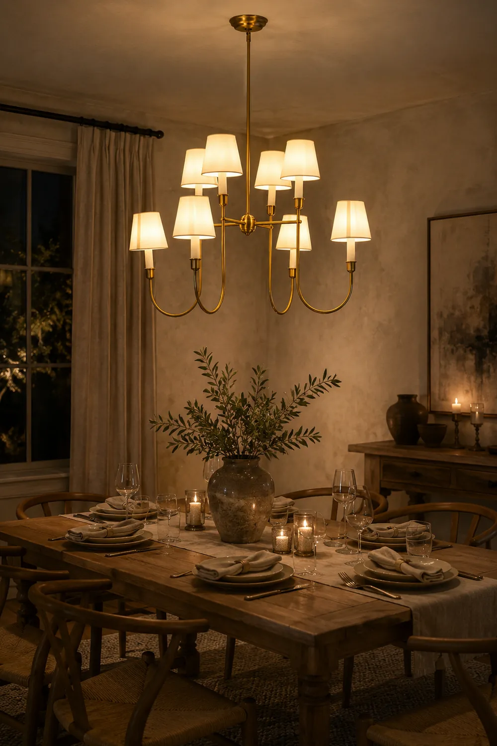 Vendome Gold Fabric Shade Chandelier - Lumpaz