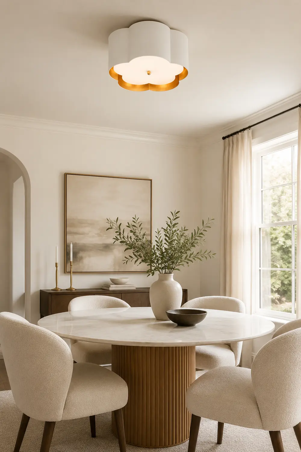 Scalloped Gold Trim Ceiling Light - Lumpaz