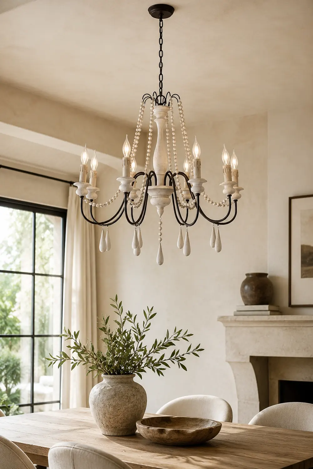 Rustic Beaded Candle Chandelier - Lumpaz