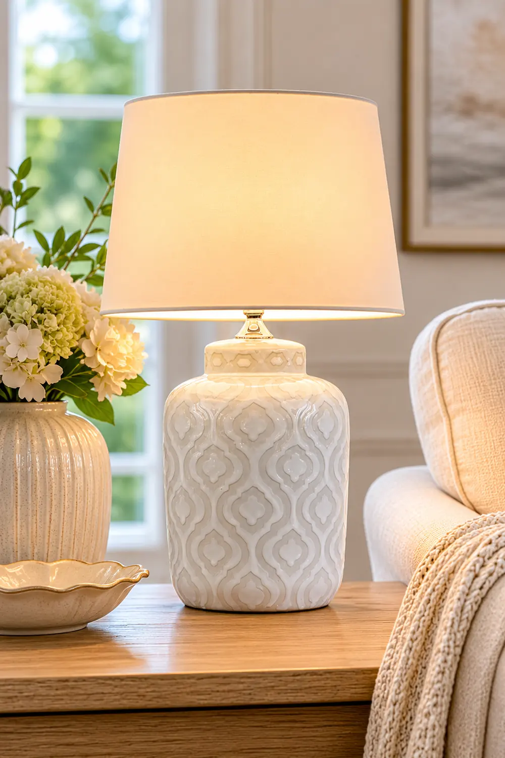 Textured Jar Table Lamp with Tapered Shade - Lumpaz