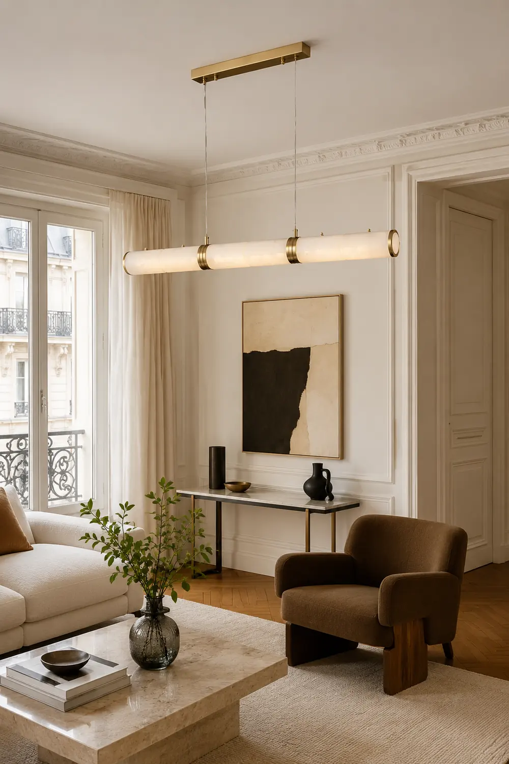 Alabaster Column Linear Chandelier - Lumpaz