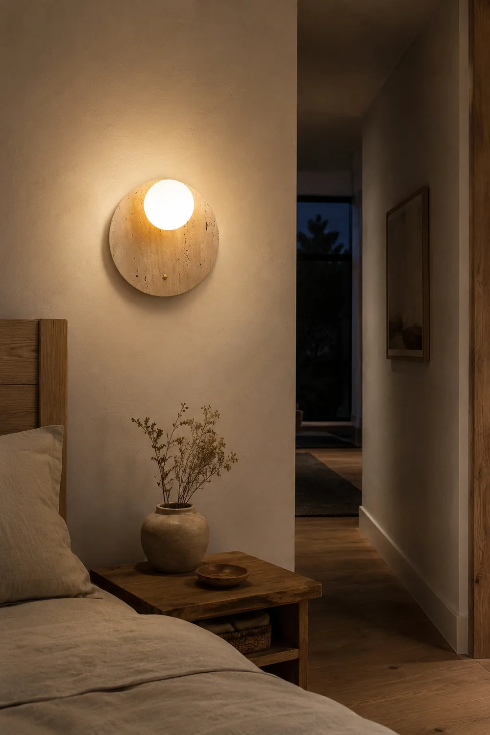 Japanese Oval Travertine Wall Light - Lumpaz