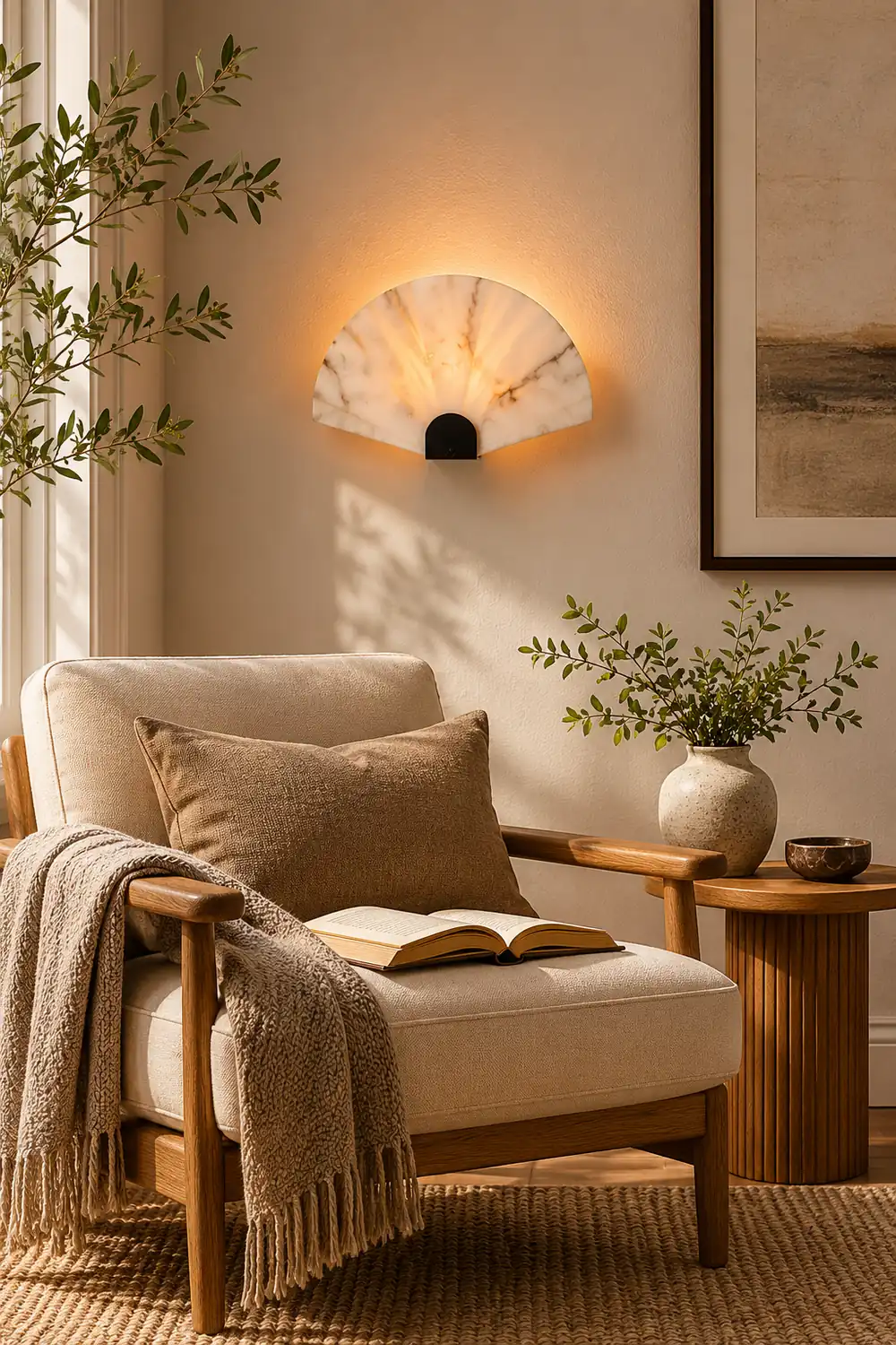 Fan-Shaped Alabaster Wall Light - Lumpaz