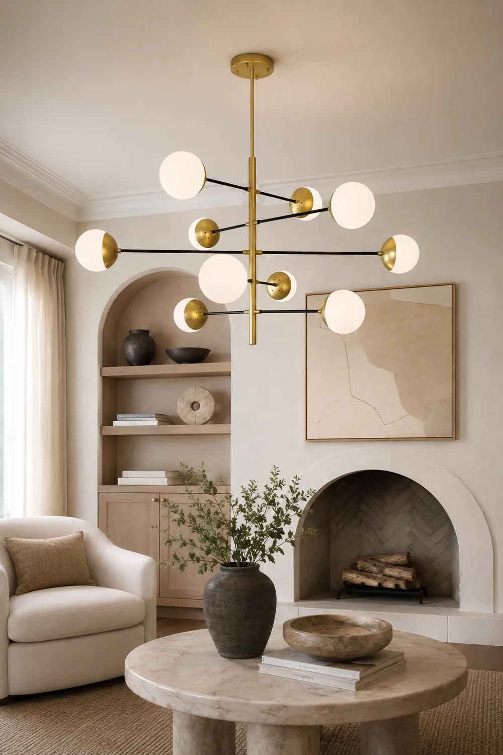 10-Globe Modern Brass Chandelier - Lumpaz
