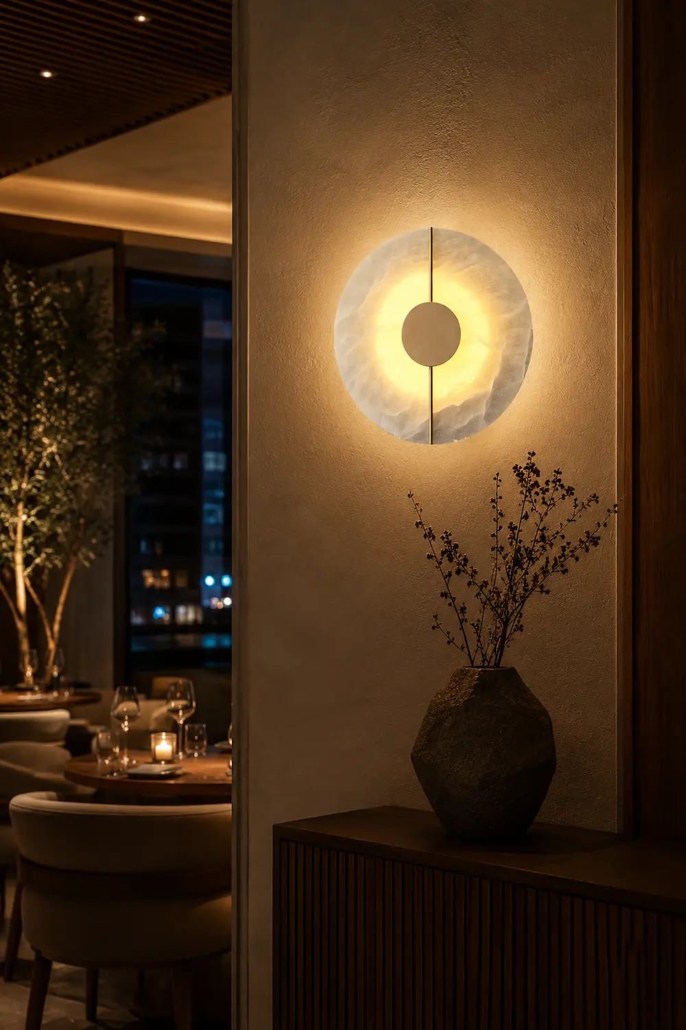 Zen Harmony Round Marble Wall Light - Lumpaz