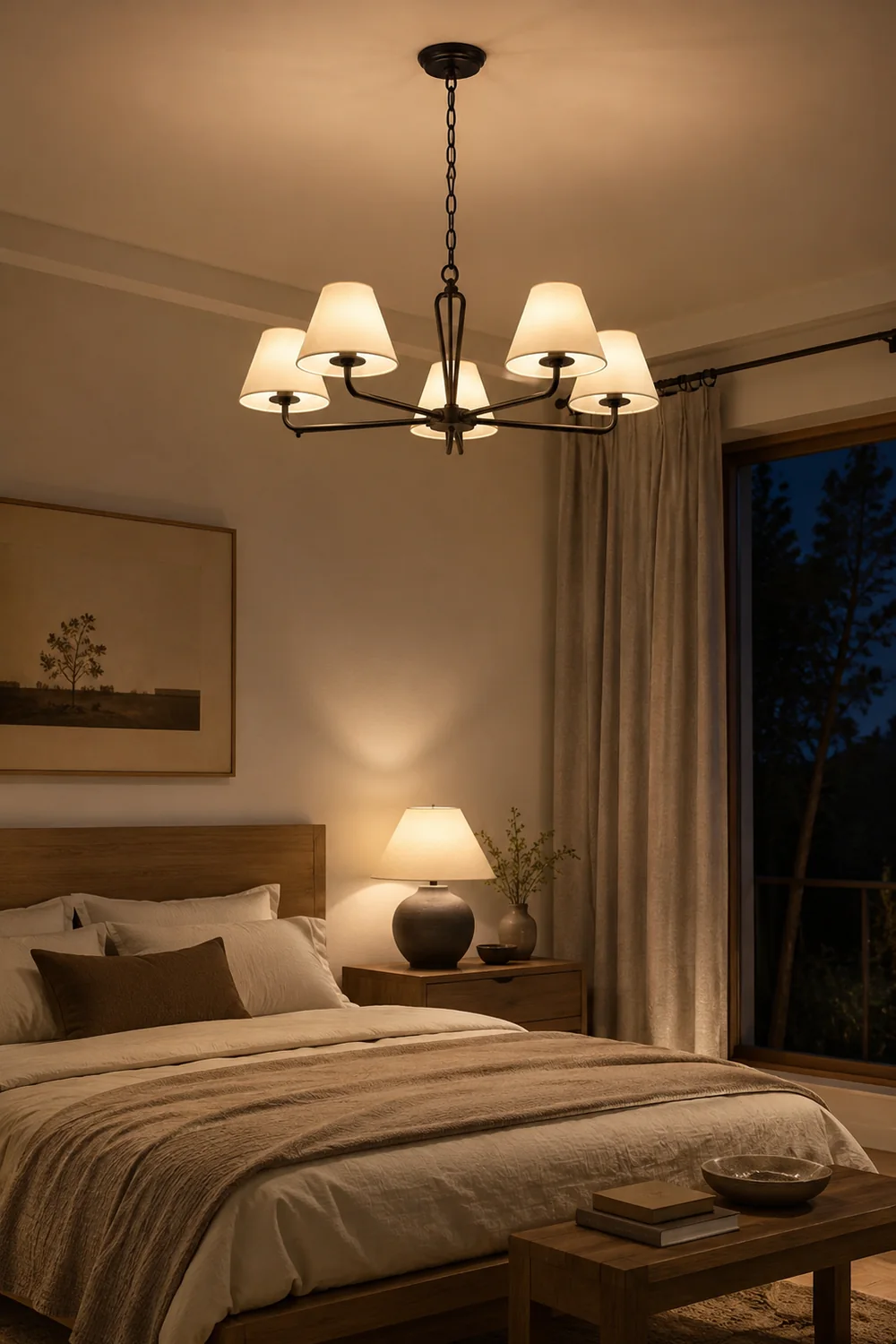 Iron Fabric Shade Chandelier - Lumpaz