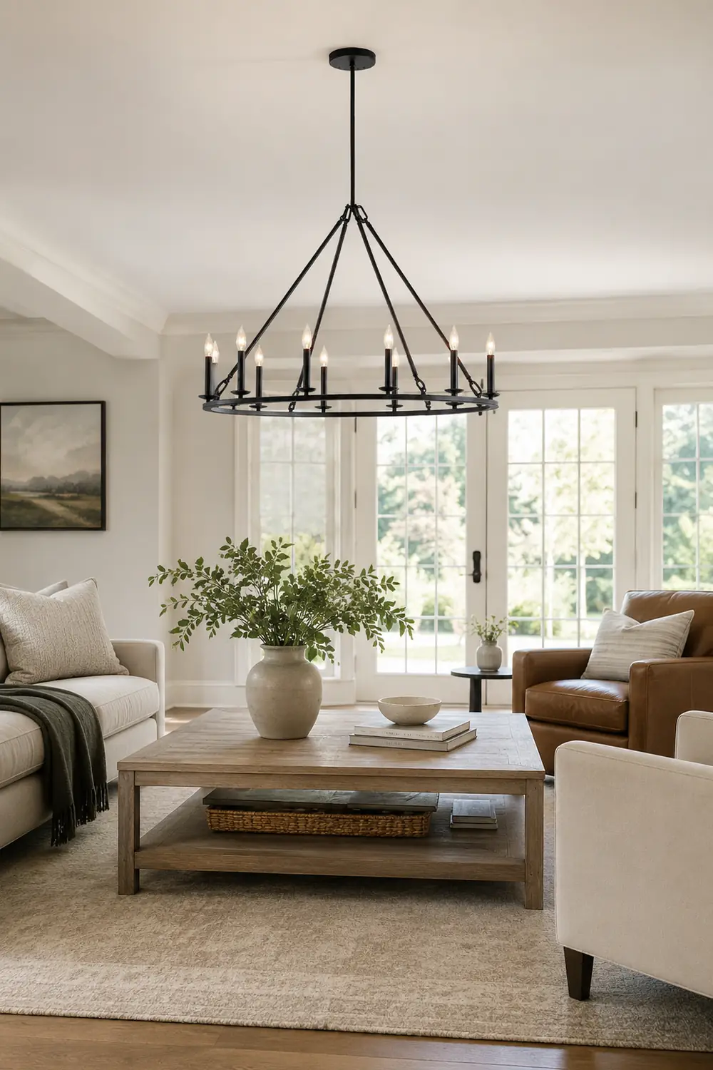 Black Round Farmhouse Candle Chandelier - Lumpaz
