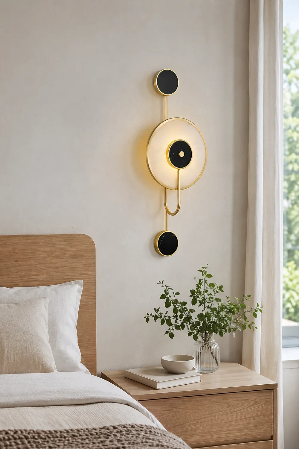Art Deco Black & White Alabaster Wall Lamp - Lumpaz