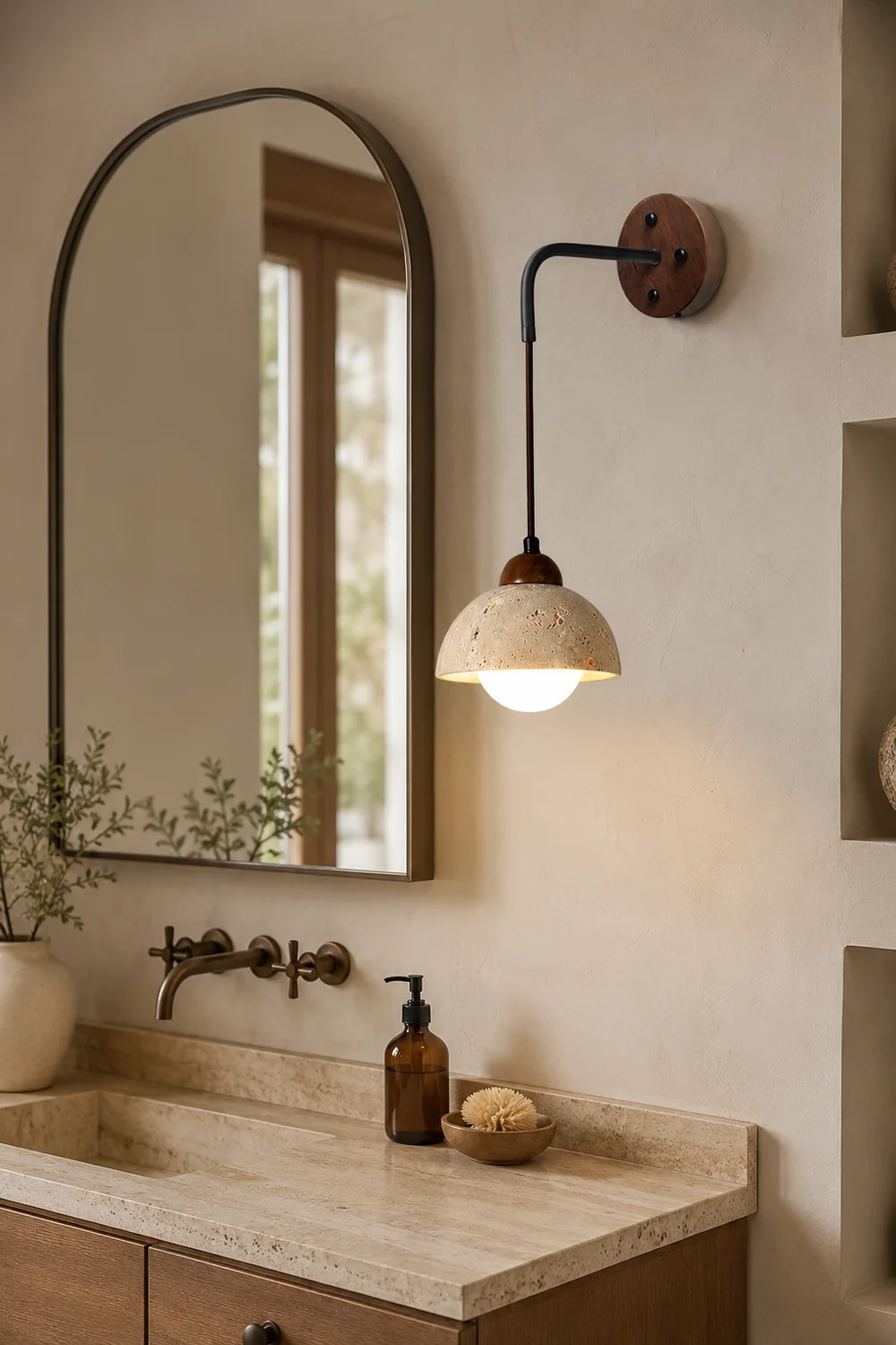 Wabi-sabi texture stone wall lamp - Lumpaz