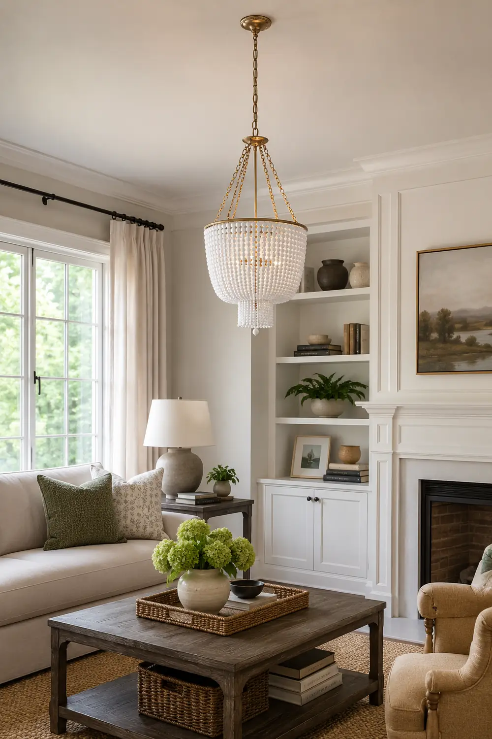 White Beaded Jacqueline Chandelier - Lumpaz