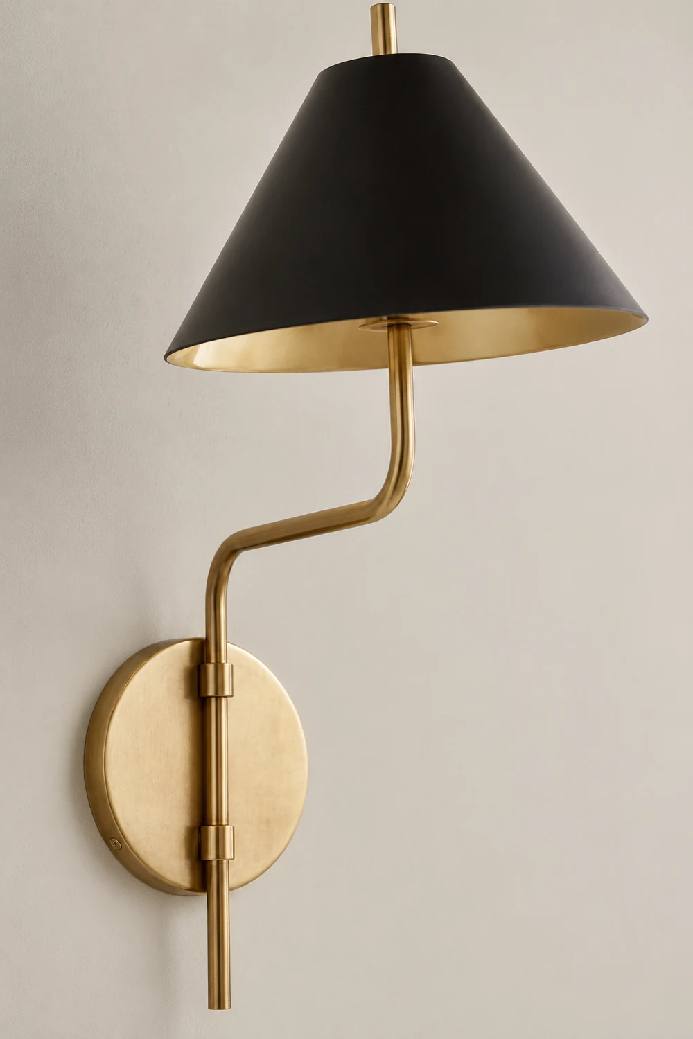Fabric Lampshade Brass Curved Wall Lamp - Lumpaz