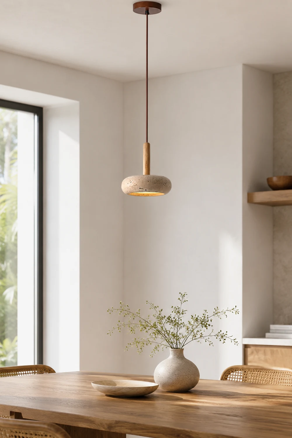 Hourglass Travertine Pendant Light - Lumpaz