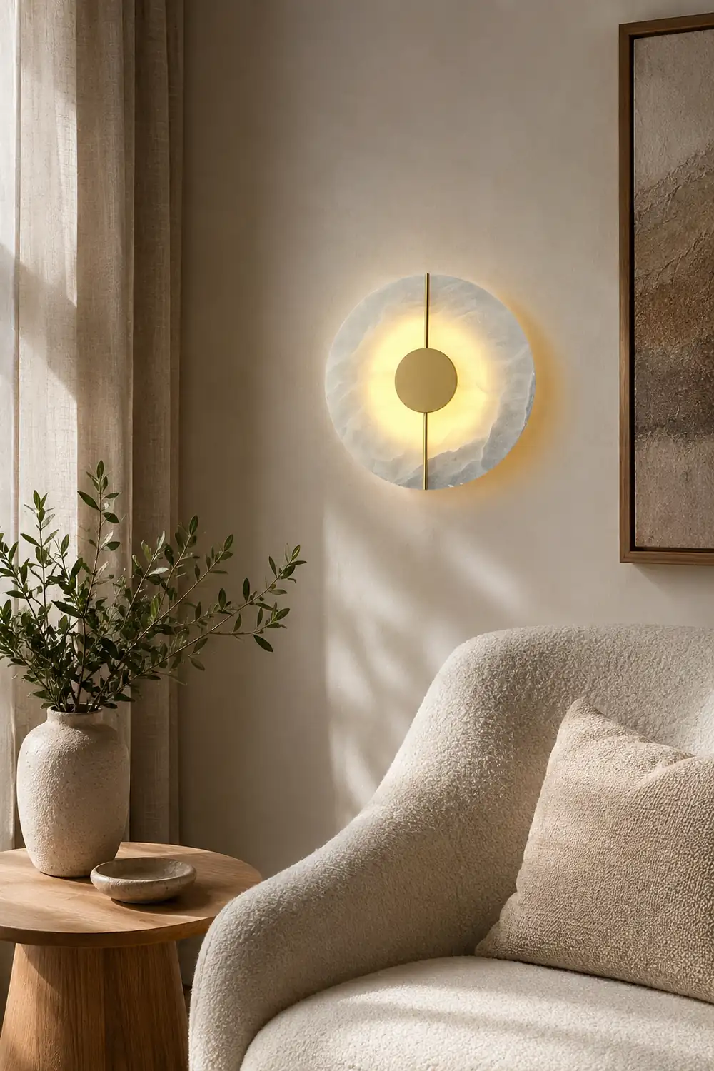 Zen Harmony Round Marble Wall Light - Lumpaz