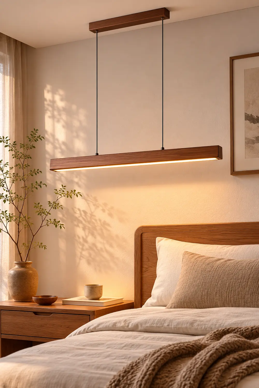 Walnut minimalist wood chandelier - Lumpaz