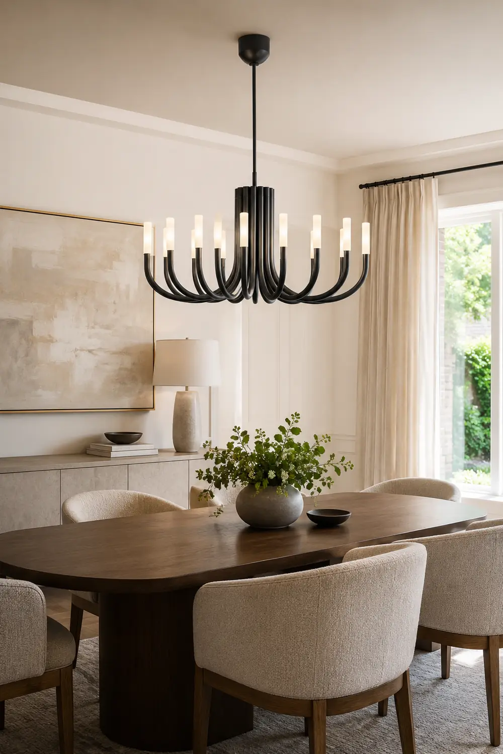 Rousseau Modern Black Linear Candle Chandelier - Lumpaz