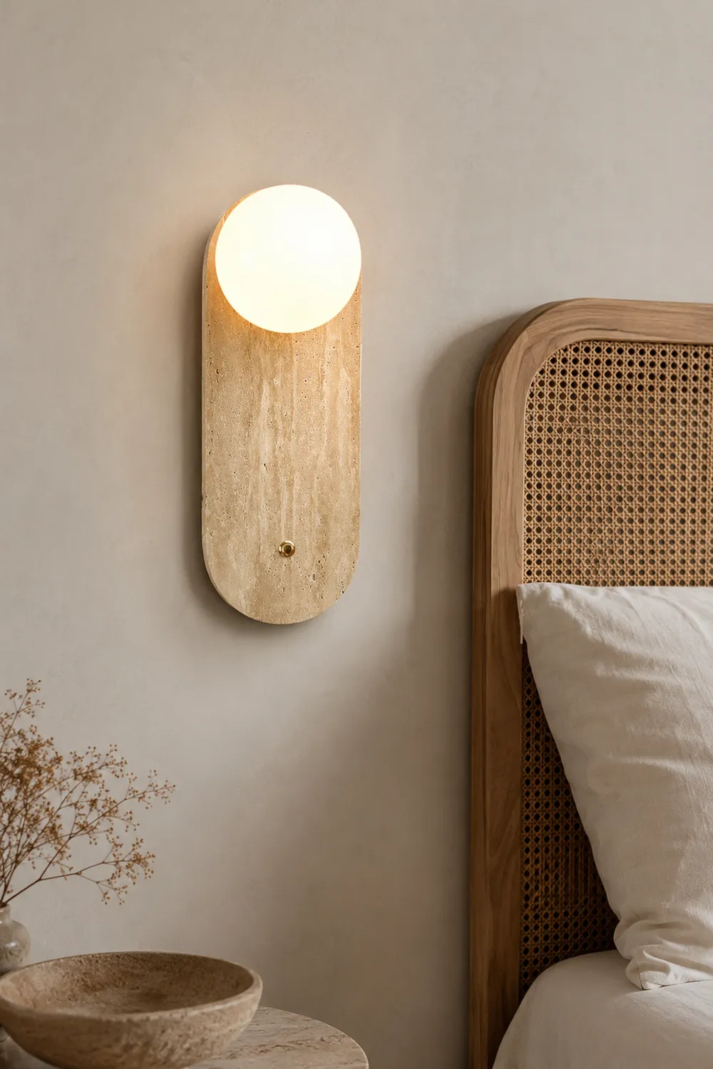 Yellow Oval Travertine Wall Sconce - Lumpaz