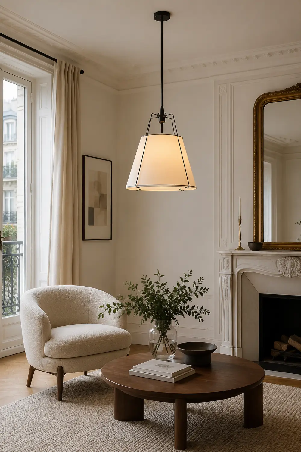 Renée Conical Gold and Fabric  Pendant Lamp - Lumpaz