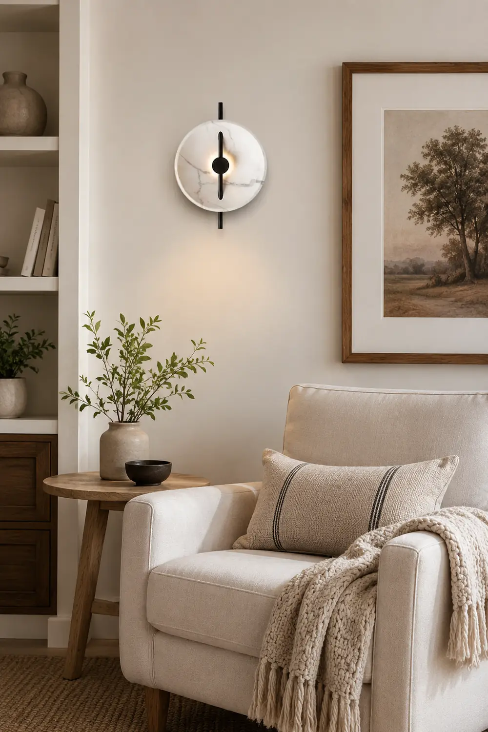 Contemporary Resin Round Marble Wall Light - Lumpaz