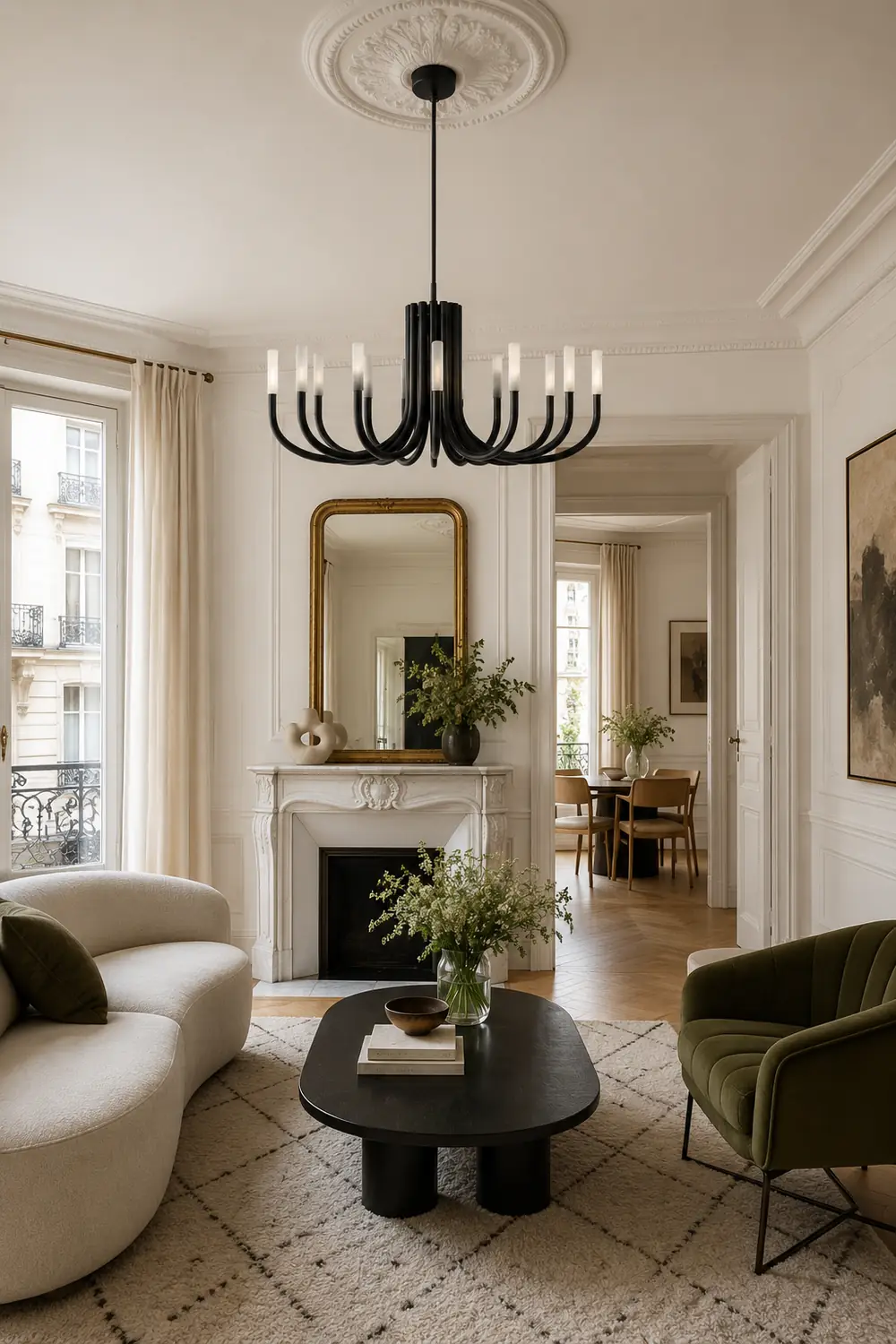 Rousseau Modern Black Linear Candle Chandelier - Lumpaz