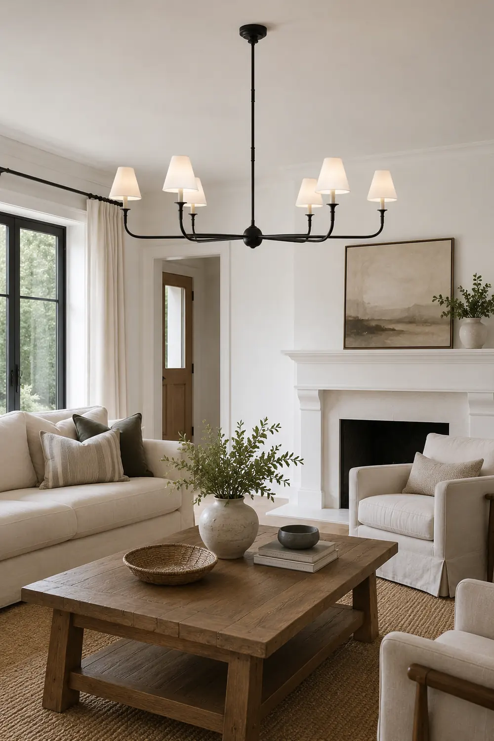 6-Arm Black Metal Chandelier - Lumpaz