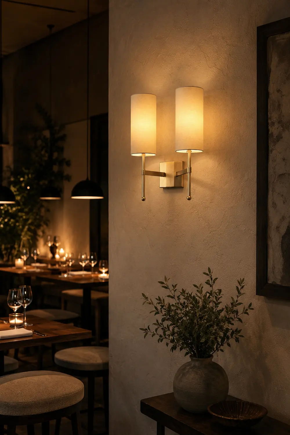 Silk Double Rod Brass Wall Lamp - Lumpaz