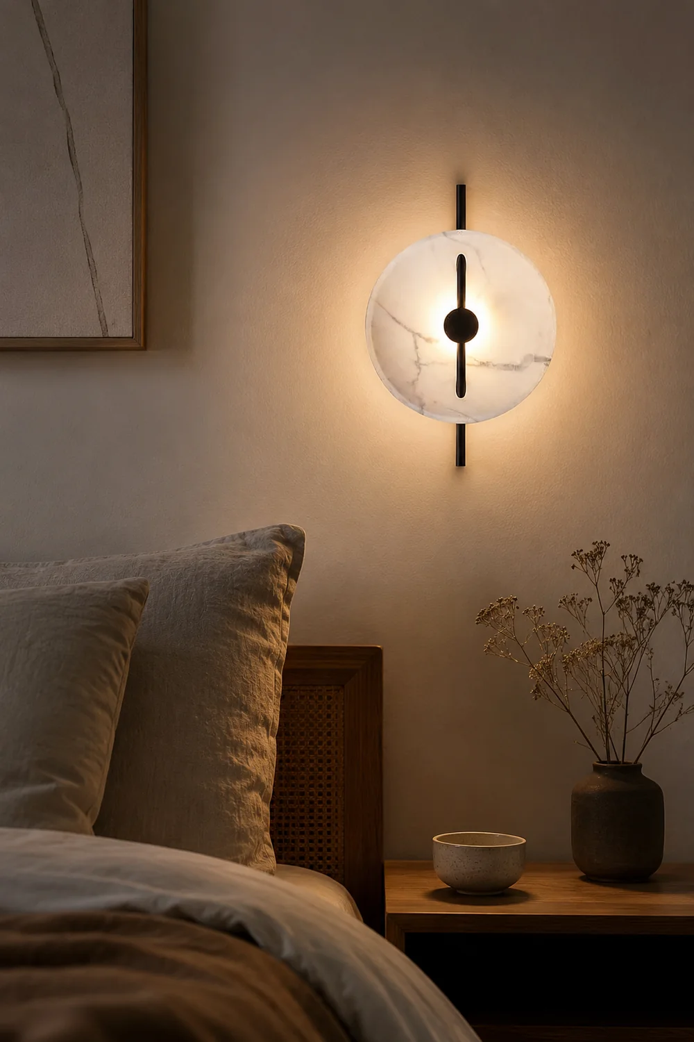 Contemporary Resin Round Marble Wall Light - Lumpaz