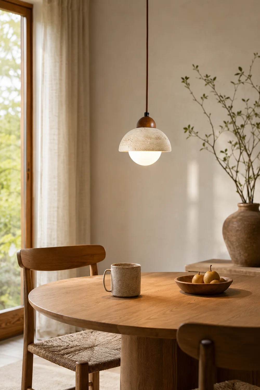 Wabi-Sabi Textured Stone Pendant Light - Lumpaz