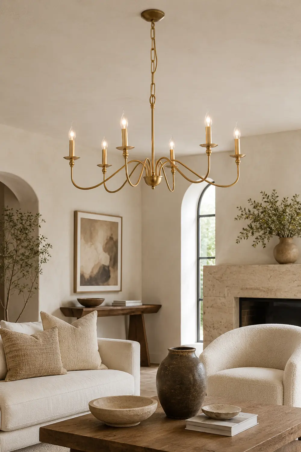 Classic Brass 6-Light Candle Chandelier - Lumpaz
