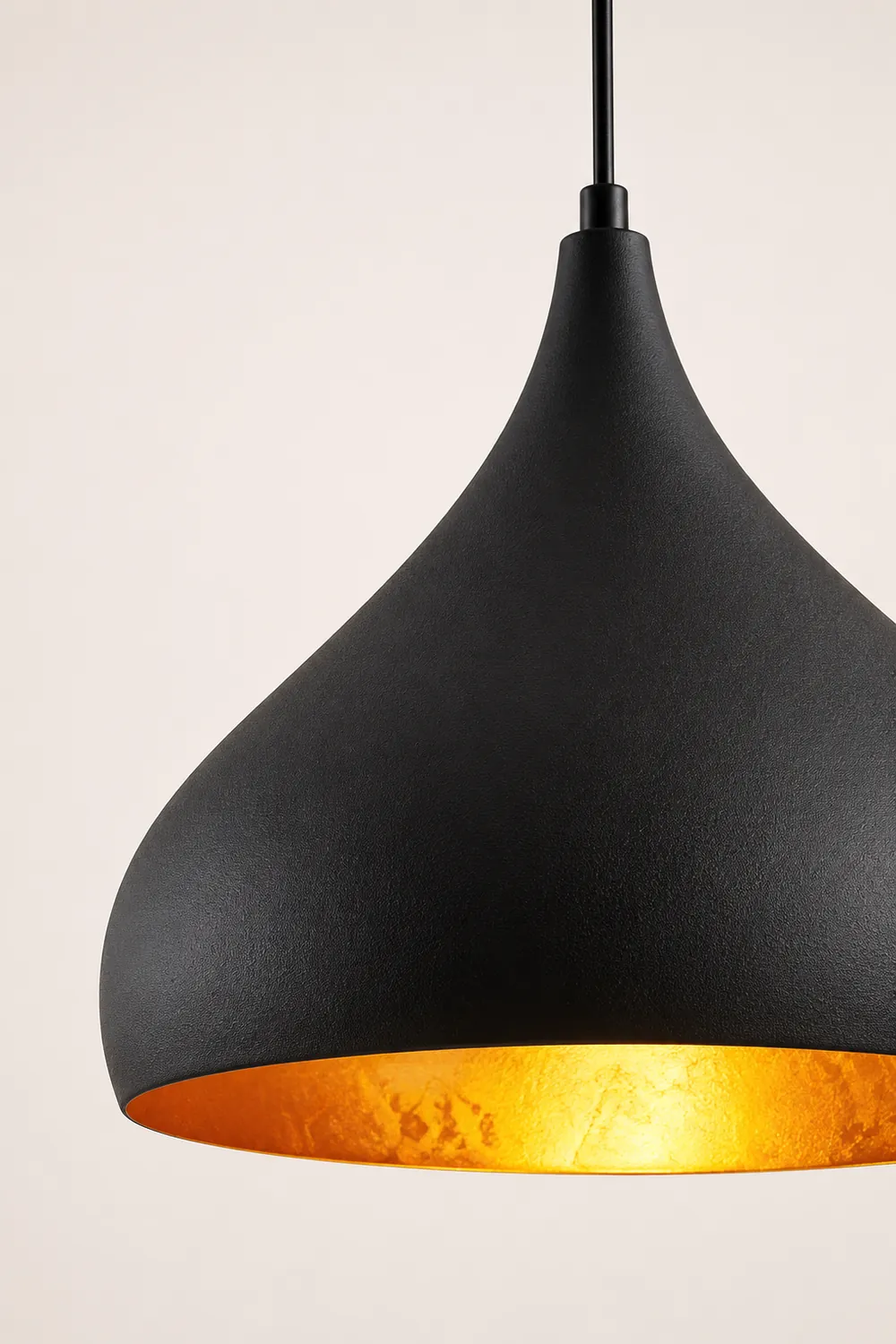 Modern Black and Gold Teardrop Pendant Lamp - Lumpaz
