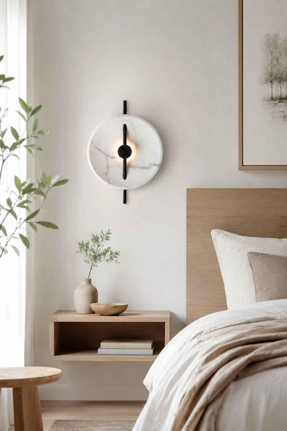 Contemporary Resin Round Marble Wall Light - Lumpaz